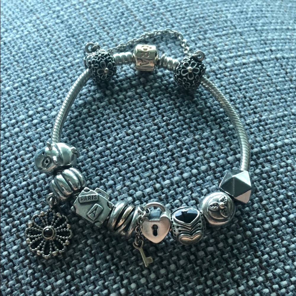 Pandora Bracelet with charms: silver and Gold